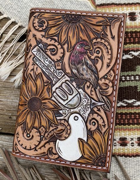 Leather Notebook Cover Design, Tooled Leather Projects Ideas, Hand Tooled Leather Belt, Leather Tattoo Design, Western Leather Work, Leather Tooled Belts, Tooled Leather Background, Leather Holster Pattern, Handmade Leather Work