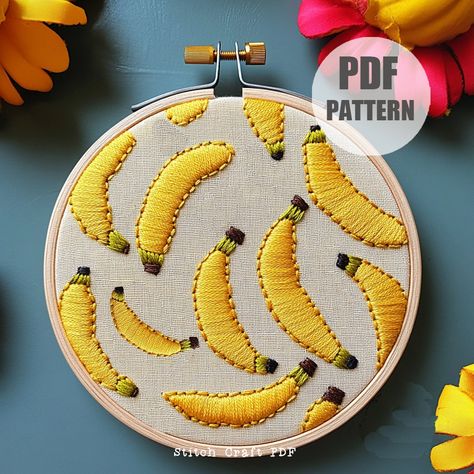 Banana fruits Embroidery pattern, Hand embroidery, Embroidery Template, Digital Pattern, fruit Embroidery, botanical embroidery,summer fruit by StitchCraftPDF on Etsy Fruits Embroidery, Embroidery Botanical, Fruit Embroidery, Embroidery Summer, Pattern Fruit, Botanical Embroidery, Writing Things, Banana Art, Banana Fruit