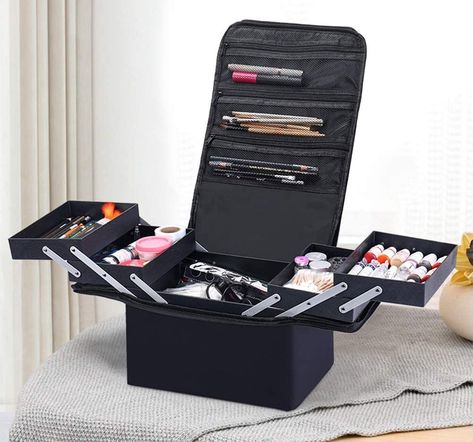 Professional Portable Beauty Case Makeup Case Cosmetics Box Organiser Artist Storage, Alat Makeup, Cosmetic Bag Organization, Large Makeup Bag, Úložný Box, Cosmetics Storage, Professional Bag, Vanity Case, Beauty Case