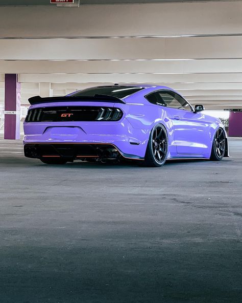 Purple Ford Mustang, Purple Muscle Cars, Purple Sports Cars, Purple Hellcat, Mustang Purple, Purple Car Wrap, Cool Car Paint Jobs, Purple Car Accessories, Lavender Car