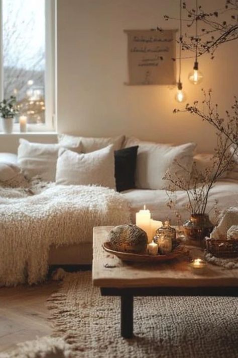 "Elevate your living space with the serene beauty of a Cozy Hygge Living Room! 🛋️🌿 Perfect for creating a relaxing and welcoming environment. 🌟✨ #HyggeStyle #CozyDecor #LivingRoomDesign" Hygge Studio Apartment, Minimalist Hygge Living Room, Scandinavian Hygge Living Room, Hygge Dining Room, Cozy Lighting Living Room, Cozy Hygge Living Room, Hygge Decor Living Rooms, Hygge Aesthetic Home, Hygge Apartment