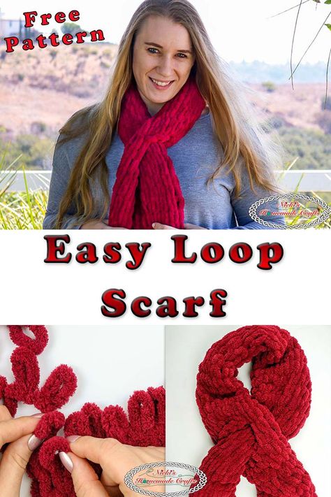 Learn how to knit/ crochet the Easy Loop Scarf with your hands with this free knitting/ crochet pattern plus video tutorial. Loop Yarn Projects, Loop Scarf Pattern, Loopy Yarn, Finger Knitting Projects, Crochet Scarf Easy, Finger Crochet, Scarf Yarn, Mode Crochet, Finger Knitting