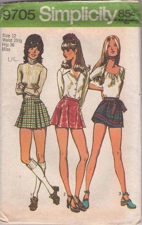 Mini Skirt Pattern, 70s Sewing Patterns, 1970s Sewing Patterns, Micro Miniskirt, 60s 70s Fashion, 60s And 70s Fashion, 70s Inspired Fashion, Vintage Dress Patterns, Skirt Patterns Sewing