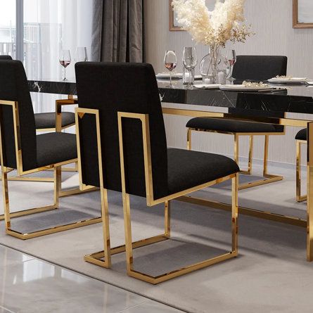 Black Metal Dining Chairs, Dinning Room Sets, Gold Dining Room, Gold Dining Chairs, Dining Chair Upholstered, Linen Dining Chairs, Steel Dining Chairs, Luxury Dining Chair, Parsons Dining Chairs