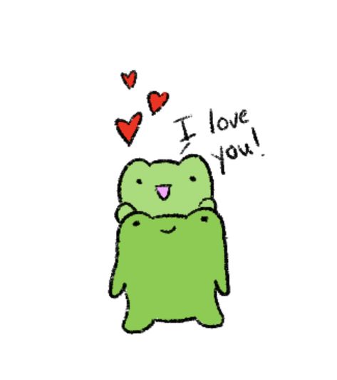 Cute Frog Couple Drawing, Frog Asthetic Drawings, Frog Hugging Drawing, Cute Frog Doodles Aesthetic, Two Frogs In Love Drawing, Frogs In Love Drawing, Wholesome Encouragement, Frog Couple, Love You Cute