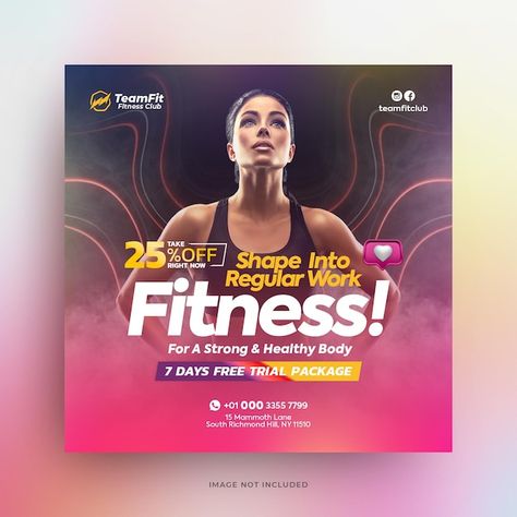 Fitness Banner Design, Gym Social Media Design, Gym Poster Design, Gym Ads, Gym Social Media Post, Gym Flyer, Gym Posters, Fitness Backgrounds, Poster Square