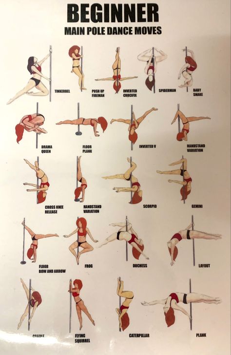 Level 1 Pole Moves, Pole Dance Basic Moves, Pole Beginner Pose, Pole Dance Moves Names, Pole Dance Inspiration, Pole Tricks Step By Step, Pole Dancing Exercises, Pole Exercises For Beginners, Dance Pole In Bedroom Ideas