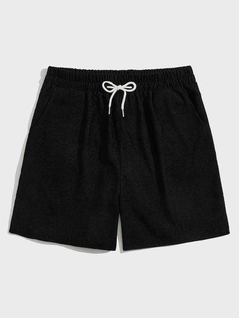 Mens Shorts Outfits, Black Shorts Men, Street Life, Plain Shorts, Corduroy Shorts, Track Shorts, Sweat Shorts, Clothing Hacks, Drawstring Shorts