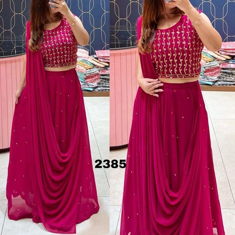 Crop Top With Lehenga Dupatta Attached Collection | ₹ 1699 FREE SHIPPING IN INDIA | DM 9004688543 Lehenga With Crop Top Style, Crop Top Dupatta Style, Kids Crop Top Lehenga Designs, Crop Top Lehenga With Dupatta, Crop Top And Skirt Indian, Crop Top Wedding Dress Indian, Crop Top With Lehenga, Top Lehenga, Too Attached