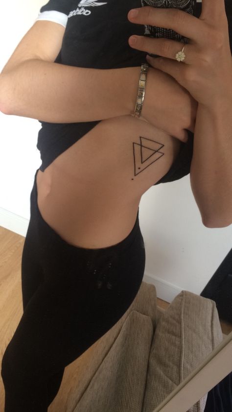 My first tattoo #tattoo #small #geometric #triangle #side #girly #minimalist Triangle Art, Triangle Tattoos, Mermaid Tattoos, Rib Tattoo, Time Tattoos, Forearm Tattoos, Neck Tattoo, Tattoo Fonts, Trendy Tattoos