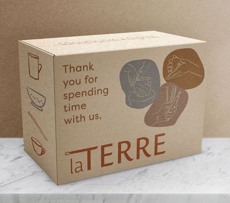 La Terre Pottery Lifestyle Brand Identity Design * Pottery Packaging Design, Ceramic Branding Design, Ceramic Logo Design Ideas, Pottery Branding Design, Pottery Packaging, Pottery Branding, Ceramic Packaging, Pottery Logo, Pottery Brand