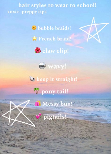 Preppy Summer Ideas To Do, Glow Up Over Spring Break, Preppy Spring Break, Fun Things To Do At The Beach For Teens, Summer Routine For Preteens, Summer Vacation Routine For Teens, Summer List Ideas, Ootd School, Preppy Hairstyles