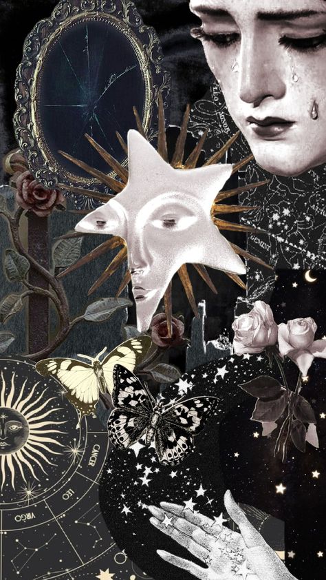 #goth #moody #dreamy Goth Collage Aesthetic, Romantic Goth Wallpaper, Creepy Collage, Goth Collage, Goth Moodboard, Playlist Pfp, Grunge Collage, Moody Background, Whimsical Goth