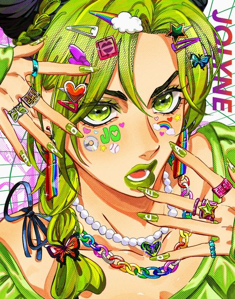 Jolyne Cujoh, On Twitter, Tattoos, Twitter, Green, Hair