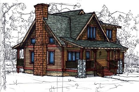 Plan #921-2 - Houseplans.com Log Cabin House, Casas Country, Cottage Floor Plans, Cottage Style House Plans, Cabin Floor Plans, Cabin House, Cabin House Plans, Lake House Plans, Craftsman Style House Plans