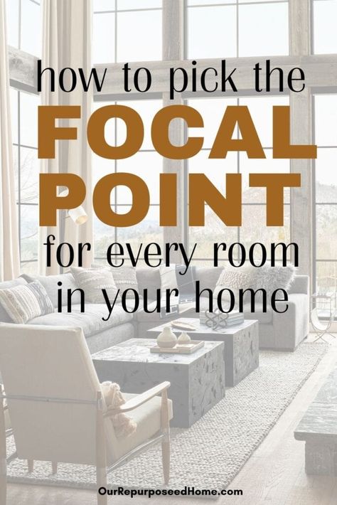 Transform your home with focal points! Dive into our comprehensive guide on finding the focal point in every room. Decorate like a pro! #HomeDecor #FocalPointTips Furniture For Bay Window Living Room, Window Focal Point Living Room, Two Focal Points Living Room Layout, Large Wall Decor Living Room Vaulted Ceilings Big Windows, Wall Decor Between Two Windows Living Room, Focal Point Living Room, Living Room Focal Point, Living Room With Large Windows, Focal Point Wall