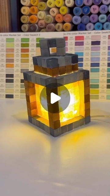 Minecraft Lantern Diy, Minecraft Lamp Ideas, Minecraft Lantern, Minecraft Lamp, Minecraft Diy Crafts, Painting Minecraft, Anime Crafts Diy, Lantern Art, Minecraft Blocks