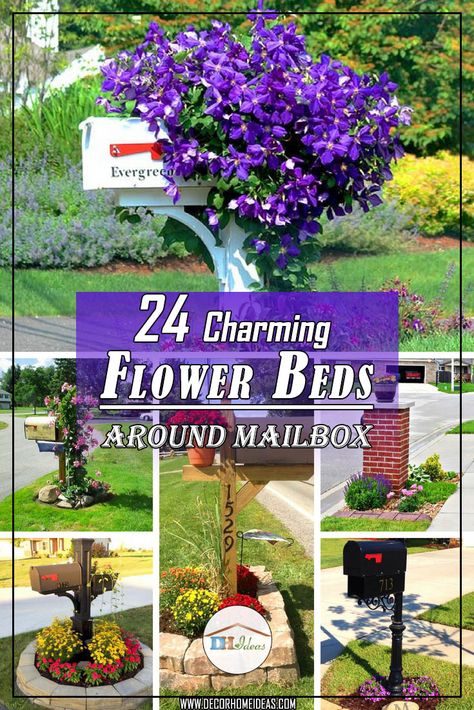 24 Charming Flower Beds Around Mailboxes #flowerbed #mailbox #garden #curbappeal #flowers #decorhomeideas Mail Box Flower Bed, Diy Mail Box Ideas Curb Appeal, Mail Box Garden Flower Beds, Mailbox Garden Full Sun, Mailbox Flower Bed Ideas Perennials, Mailbox Curb Appeal Ideas, Simple Mailbox Landscaping, Landscaping Around Mailbox Ideas, Flowers Around Mailbox Ideas