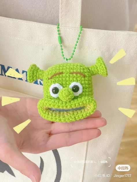 Shrek Crochet Pattern, Shrek Crochet, Crochet Laptop Case, Bag Holder Pattern, Crochet Nursery, Crochet Stitches Guide, Crochet Keychain Pattern, Pola Amigurumi, Crochet Design Pattern