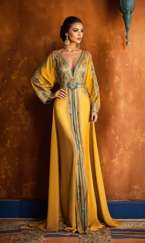 Moroccan Kaftan Dress, Corset Style Dresses, Glamorous Evening Dresses, Arabian Dress, Moroccan Clothing, Latest Bridal Dresses, Moroccan Fashion, Kaftan Style, Cotton Outfit