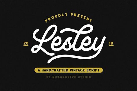 **Sale from $18 to $15**  **2019 SHOP BUNDLE 70% OFF** : https://crmrkt.com/DXmpo2  **Perfect pair with Anthology Sans** : https://crmrkt.com/8JBG4r  ---  **Lesley** is a High quality monoline script font with swashes inspired by adventorous vibe and vintage design. Plus OpenType features with Stylistic Alternates, Swashes, Ligatures, Stylistic set, Terminal Form and Ornament that allows you to mix and match pairs of letters to fit your design. This font good for vintage design, t-shirt, logo, l Logos, Script Fonts, Vintage Script Fonts, Monoline Script, Creative Fonts, Script Type, Script Logo, Calligraphy Fonts, Envato Elements