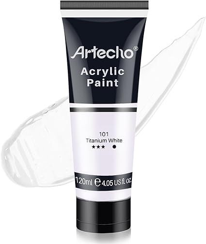 Amazon.com: Artecho White Acrylic Paint, Titanium White Paint (120ml / 4.05oz) Tubes, Art Craft Paints for Canvas Painting, Rock, Stone, Wood, Fabric, Art Supplies : Arts, Crafts & Sewing Paint Tubes, Art & Craft Paint, White Acrylic Paint, Titanium White, Popular Products, White Paint, White Acrylic, Crafts Sewing, Fabric Art