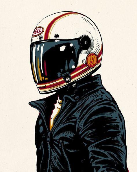 Mercenary Garage: Super Hooligan  Illustration by Adi Gilbert   #AdiGilbert #RSD #RolandSandsDesign #SuperHooligan #Mercenary #MercenaryGarage Art Moto, Motorbike Art, Art Cyberpunk, Motorcycle Posters, Biker Art, Motorcycle Art, Tour Posters, Art Et Illustration, Bike Art