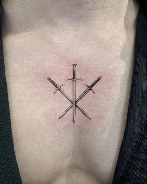 Swords Tattoo, Masculine Tattoos, Side Neck Tattoo, Chest Tattoos, Cool Small Tattoos, Small Hand Tattoos, Black Work, Cross Tattoo, Tattoo Sleeve Designs