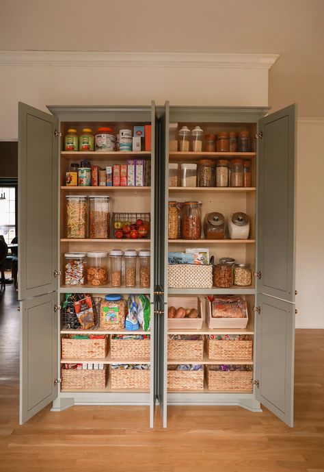 Pantry Within Kitchen, Compact Pantry Ideas, Pantry Vacuum Storage, Pantry In A Cabinet, Kitchen With Built In Pantry Cabinets, Add In Pantry, Built In Pantry Organization, Pantry Upper Cabinet Ideas, Diy Pantry In Dining Room