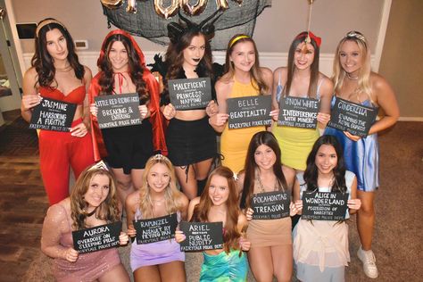 Disney Princess Friend Group Costume, Arrested Princess Halloween Costume, Princess Gone Bad Halloween Costume, Disney Princess Jail Costume, Disney Princess Mugshots Costume, Disney Princess Crimes Halloween, Princesses Costumes Group, Group Disney Princess Halloween Costumes, Arrested Disney Princess Costume