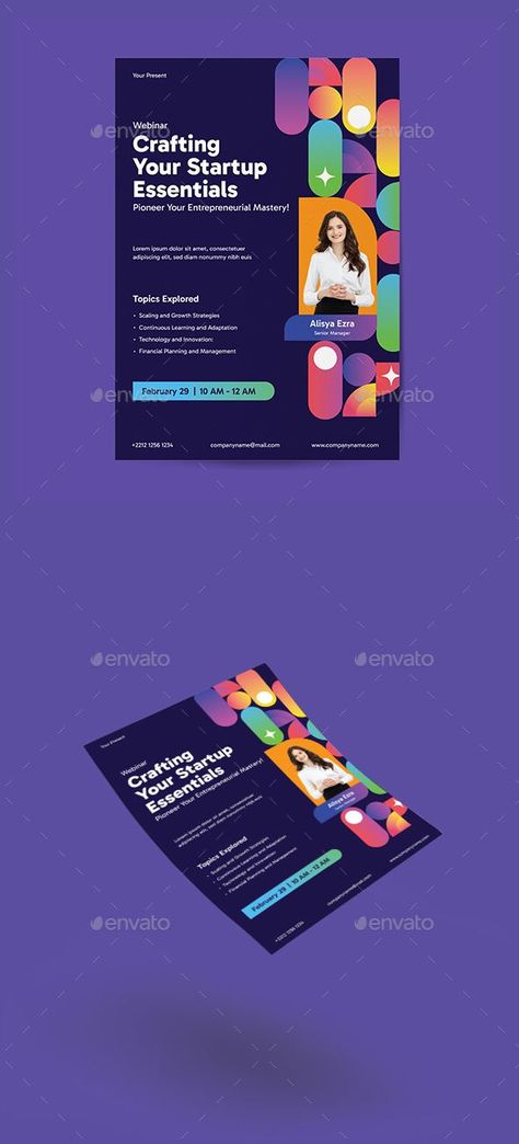 Gradient Geometric Webinar Flyer Webinar Flyer, Geometric Gradient, Growth Strategy, Modern Graphic Design, Graphic Design Branding, Financial Planning, Print Templates, Branding Design, Branding