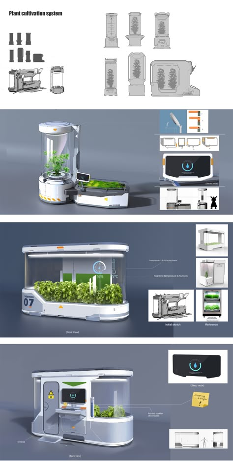 ArtStation - Plant cultivation system exploration Futuristic Product Design, Future Technology Concept, Agriculture Projects, Aquascape Design, Ecology Design, Farm Plans, Eco Architecture, Hydroponic Growing, Smart Garden