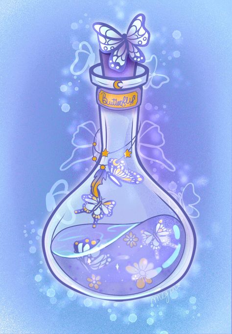 Aesthetic Potion Bottle Drawing, Magic Jar Drawing, Potion Digital Art, Jar Drawing Aesthetic, Kawaii Bottle Drawing, Magic Potion Drawing, Magic Potion Illustration, Potions Aesthetic, Potion Bottles Drawing