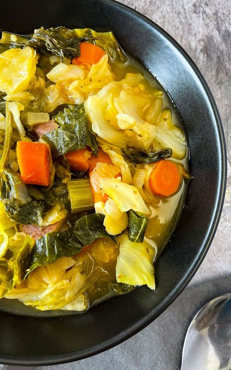 Cabbage Stew - Healthier Steps Cabbage Stew Vegetarian, Cabbage And Greens Stew, Cabbage Cauliflower Soup, Meatless Cabbage Recipes, Cabbage And Kale Soup, Instant Pot Cabbage Soup Recipes, Cabbage Stew Recipe, Thrifty Recipes, Vegan Cabbage Recipes