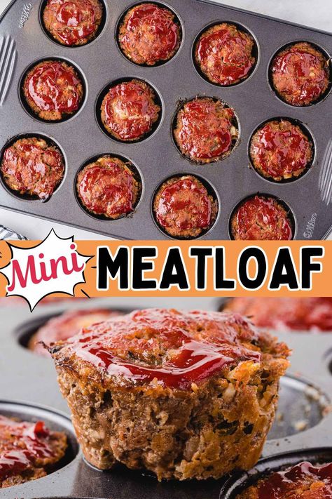 Muffin Pan Meatloaf recipes are forever a family favorite; it’s always fun to eat mini muffins when they’re served as the main meal! Easy to make for dinner tonight and freeze leftovers for later, this is the cutest way to cook comfort food in a fraction of the time as the less popular large loaf.#meatloaf #muffintin #mini Muffin Pan Meatloaf Recipes, Muffin Pan Meatloaf, Muffin Tin Meatloaf, Pan Meatloaf, Meatloaf Cups, Meatloaf Muffins Recipe, Mini Meatloaf Muffins, Freeze Leftovers, Mini Meatloaf Recipes