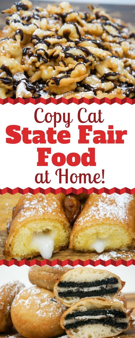 Fair Foods At Home, State Fair Food Recipes, Deep Fried Fair Food, Carnival Eats Recipes, Fried Twinkies, Deep Fried Desserts, Dinner Recepies, Foods At Home, Restaurant Recipes Famous