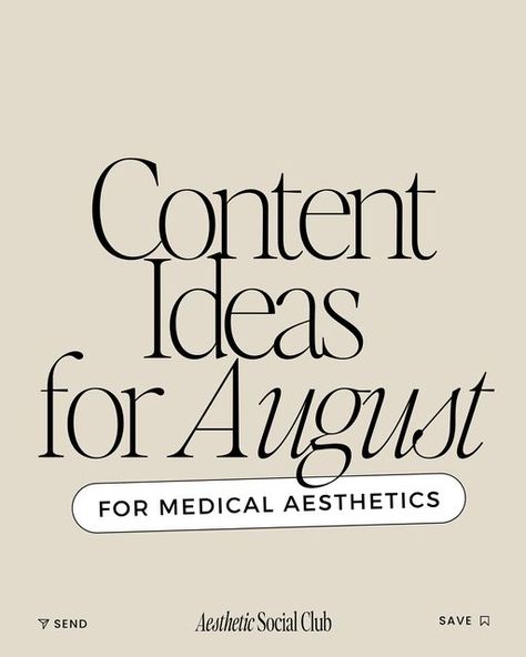 Farah | The Content Club for those in Medical Aesthetics on Instagram: "Medical Aesthetic Content Ideas for August! 🍂 

Can you believe that August is almost here!! 😮

August is National Wellness Month! Plus, so many great content ideas for Men’s Grooming Day and Relaxation Day. And a TON more content ideas! If you’re in the aesthetics industry or beauty industry; nurse injectors, estheticians — Make sure to hit that follow button for monthly content ideas and tips!

💡Want to save time and have pre-made templates right at your fingertips? Join Aesthetic Social Club for done-for-you monthly templates!👇🏽

— Story Templates
— Reel Templates
— Feed Post Templates
— Email Templates
— Weekly trending reels report
— Members only FB group

Comment “ASC” and I will send you the link to check i Wellness Club Aesthetic, Aesthetic Content Ideas, Nurse Injector, Medical Aesthetics, Trending Reels, Aesthetic Content, Aesthetic Clinic, Follow Button, Medical Aesthetic