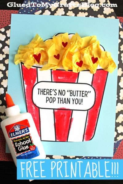 Tissue Paper Popcorn - There's No BUTTER Pop Than You Card - Glued To My Crafts Popcorn Arts And Crafts, Popcorn Craft, Popcorn Crafts, Paper Popcorn, Toddler Craft, Paper Bag Crafts, Toddler Art Projects, Summer Craft, Handprint Craft