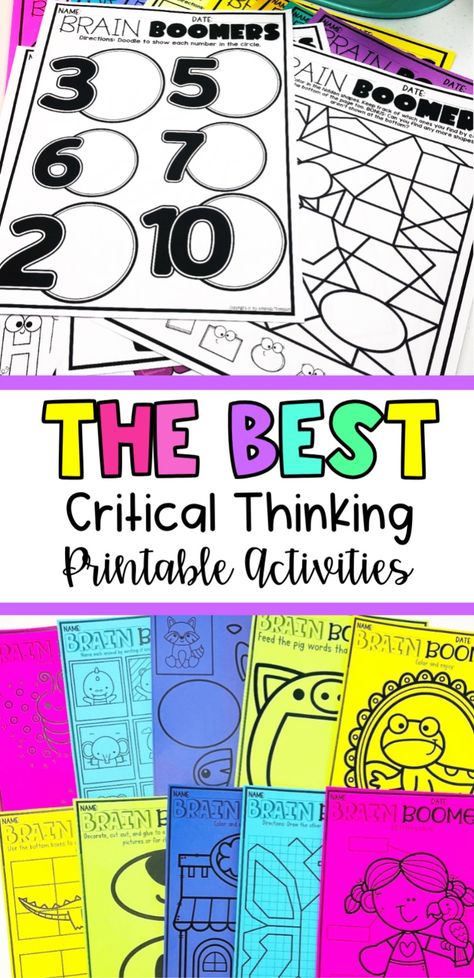 Stimulate critical thinking skills in your elementary classroom with our printable activities! These brain breaks are perfect for 1st, 2nd, and 3rd graders, offering hands-on challenges and engaging school ideas. Explore a variety of worksheets that foster creativity and improve problem-solving abilities. From critical thinking exercises to fun puzzles, our printables are ideal for early finisher activities or classroom games. Download now and inspire your students! Critical Thinking Skills Activities, Printable Exercises, Early Finisher Activities, Classroom Organization Elementary, Critical Thinking Activities, Problem Solving Activities, Early Finishers Activities, Fun Brain, Fun School