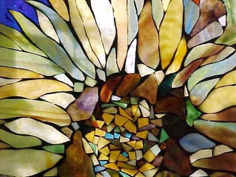 Glass On Glass Mosaic, Stained Glass Mosaic Window, Stained Glass Mosaic Patterns, Mosaic Windows, Glass Sunflower, Mosaic Garden Art, Mosaic Tile Art, Mosaic Art Projects, Mosaic Stained