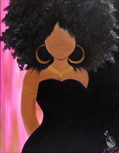 Muse Paintbar, Art Black Love, Natural Hair Art, Painting Woman, Woman Hat, Paint Nite, Painting Party, Black Art Painting, Tableau Art