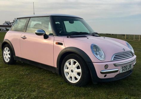 Hello Kitty Mini Cooper, Mini Cooper Interior Accessories, Pink Mini Cooper Convertible, Pink Mini Cooper, Mini Cooper Aesthetic, Pink Mini Coopers, Mini Cooper Interior, Pink Convertible, Mini Cooper Convertible