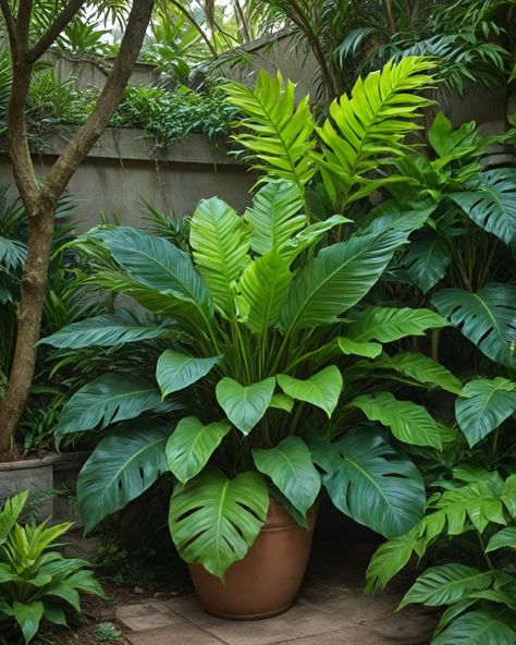 Looking to liven up a shady spot? Tropical Patio Plants In Pots, Shade Tropical Plants, Tropical Potted Plants Patio, Big Leaf Plants Outdoor, Best Plants For Pots Outdoors, Patio Plant Ideas, Coastal Front Yard Landscaping, Patio Plants In Pots, Tropical Flowering Plants