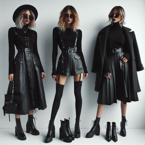 Classy Goth Fashion, Alt Outfit Ideas Winter, Gothic Autumn Outfit, Chic Gothic Fashion, Alternative Goth Outfits, Demoncore Outfits, Goticas Aesthetic Outfit, Gotik Style, Gothic Casual Outfits