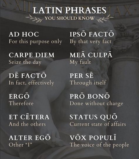 Latin Phrases Aesthetic, Latin Phrase Tattoos, Latin Language Learning, Learn Latin, Phrase Tattoos, Latin Quotes, Latin Language, Unique Words Definitions, Latin Phrases