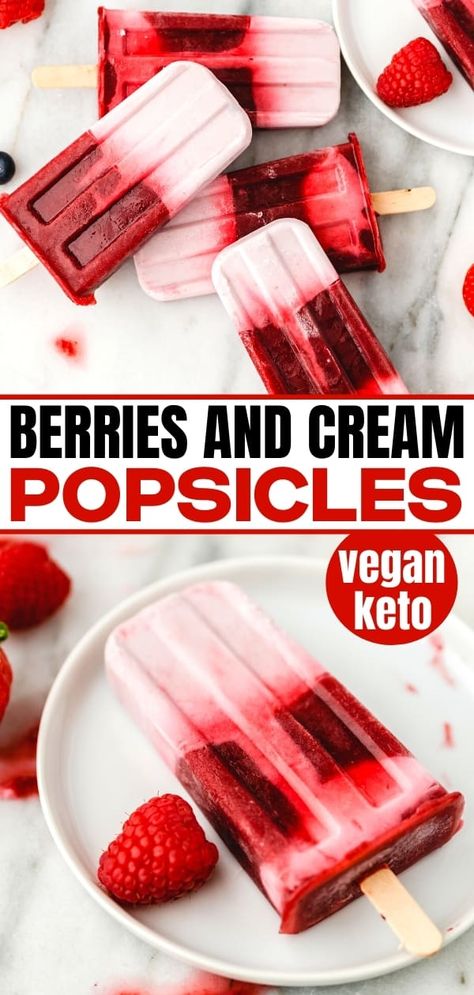 Aip Popsicles, Low Calorie Popsicles, Keto Popsicle Recipes, Almond Milk Popsicles, Mixed Berry Popsicles, Keto Popsicle, Coconut Cream Popsicles, Keto Popsicles, Homemade Coconut Milk