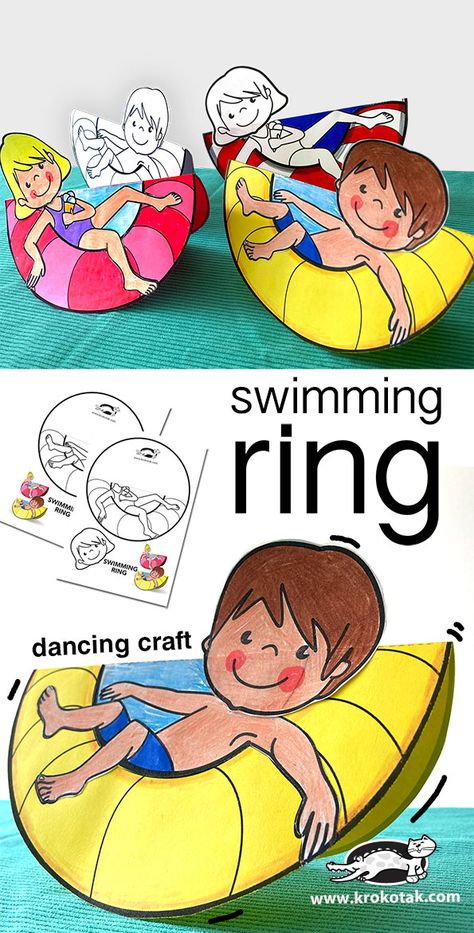 Swimming+ring Swimming Crafts For Preschool, Swimming Crafts For Kids, Swimming Craft, Storytime Crafts, Eating Watermelon, Swimming Ring, Children Activities, Swimming Activities, Ocean Crafts