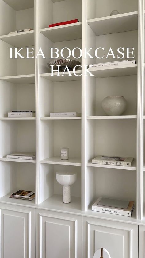 Katja Nordkvist | IKEA Billy x Knoxhult bookcase hack 🛠️🪜 . . . . . . . . . . . . . . .... | Instagram Ikea Knoxhult Hack, Ikea Hacks Kallax Regal, Ikea Bookcase With Doors, Billy Bookcase Styling, Ikea Hack Billy, Ikea Bookshelf Hack, Billy Oxberg, Bookcase Hack, Billy Ikea