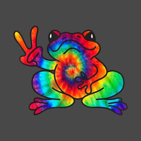 Check out this awesome 'Funny+Hippie+Hawaiian+Peace+Frog+Tie+Dye+Boys+Women' design on @TeePublic! Frog Outline, Peace Sign Art Hippie, Peace Sign Tattoos, Rainbow Animals, Cottagecore Frog, Peace Frog, Peace Fingers, Reference Ideas, Peace Sign Art