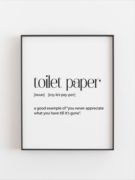 Toilet Paper Definition Print for sale on Etsy Toilet Poster Printable, Toilet Quotes Printable, Wc Poster, Toilet Prints, Bathroom Quotes Decor, Toilet Quotes, Toilet Poster, Toilet Pictures, Quirky Bathroom